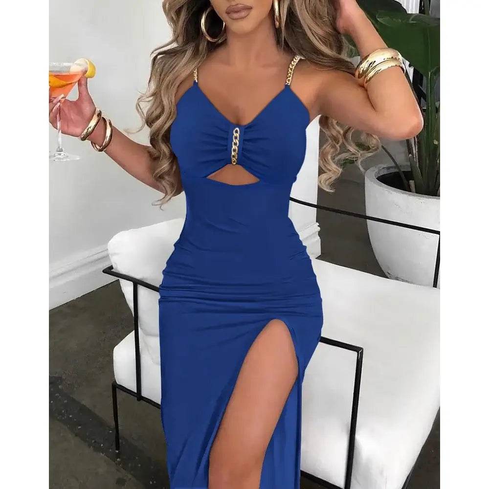 V-Neck High Slit Sleeveless Maxi Dress - ROYAL EQUIPS