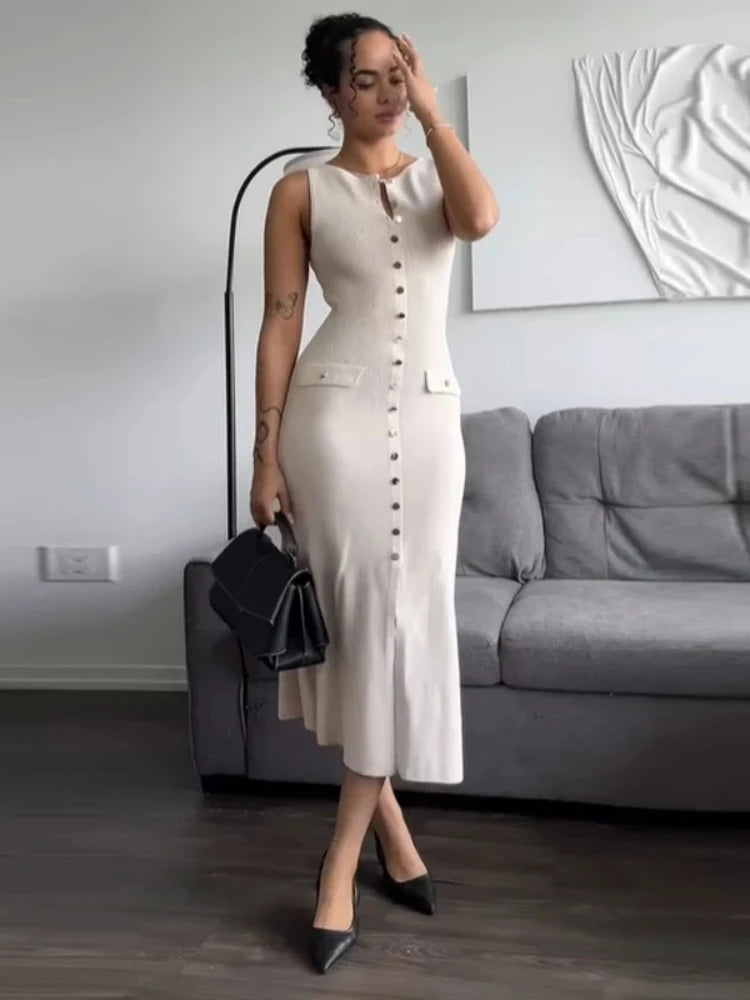 Elegant Button-Down Midi Dress – Timeless Sophistication
