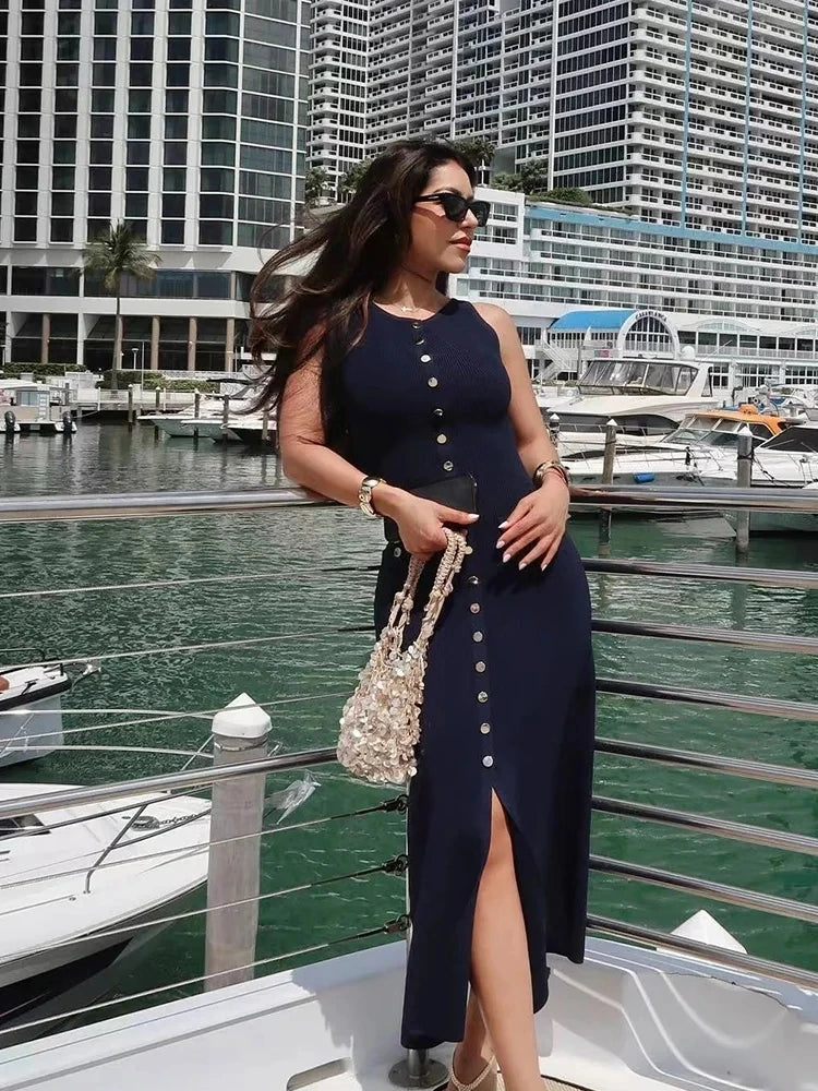 Elegant Button-Down Midi Dress – Timeless Sophistication