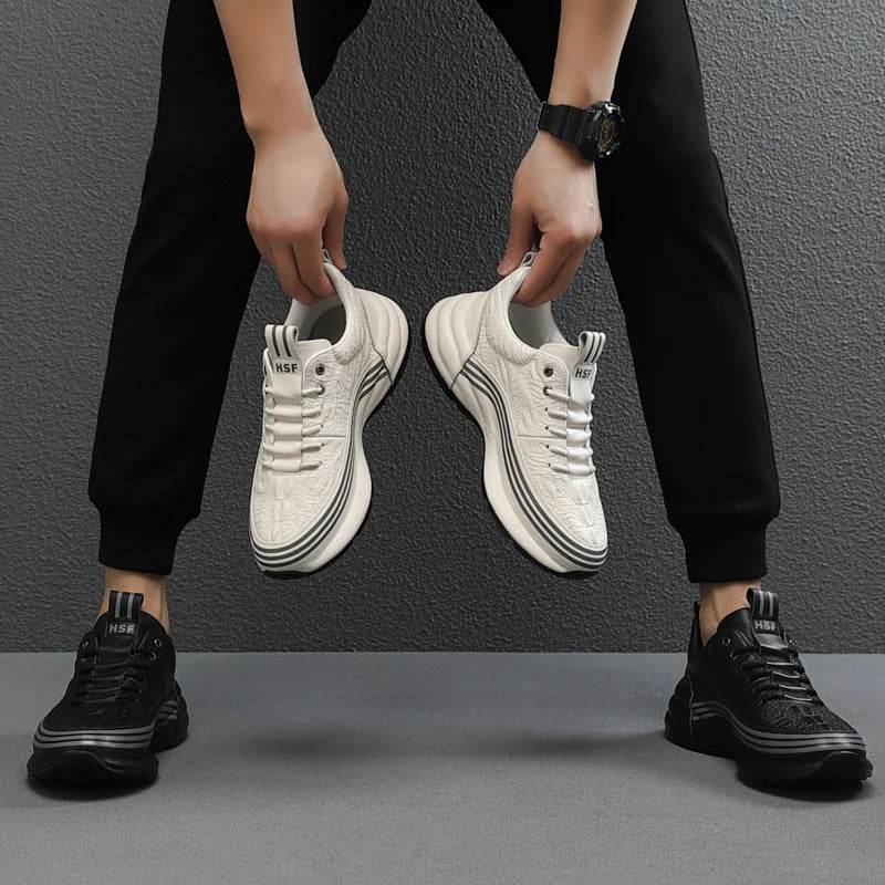 Genuine Leather Sport Shoe's Comfortable Elevated Sneakers - ROYAL EQUIPS