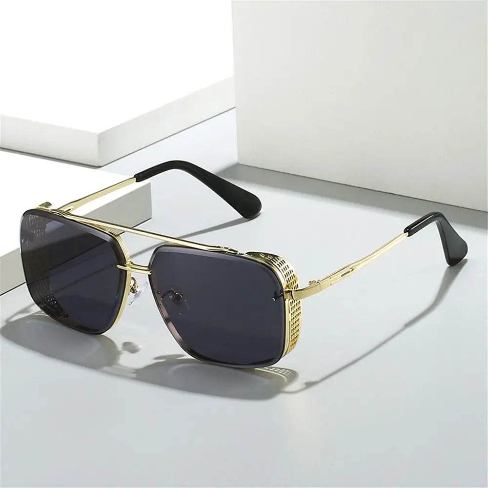 Men/Women Retro Rimless Punk Eyewear Shades Goggle UV400 Sunglasses Steampunk Sun Glasses Gold Square Frame - ROYAL EQUIPS