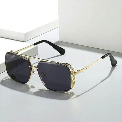 Men/Women Retro Rimless Punk Eyewear Shades Goggle UV400 Sunglasses Steampunk Sun Glasses Gold Square Frame - ROYAL EQUIPS