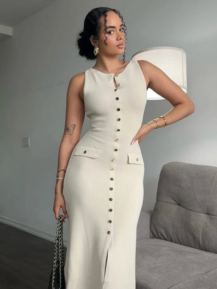 Elegant Button-Down Midi Dress – Timeless Sophistication
