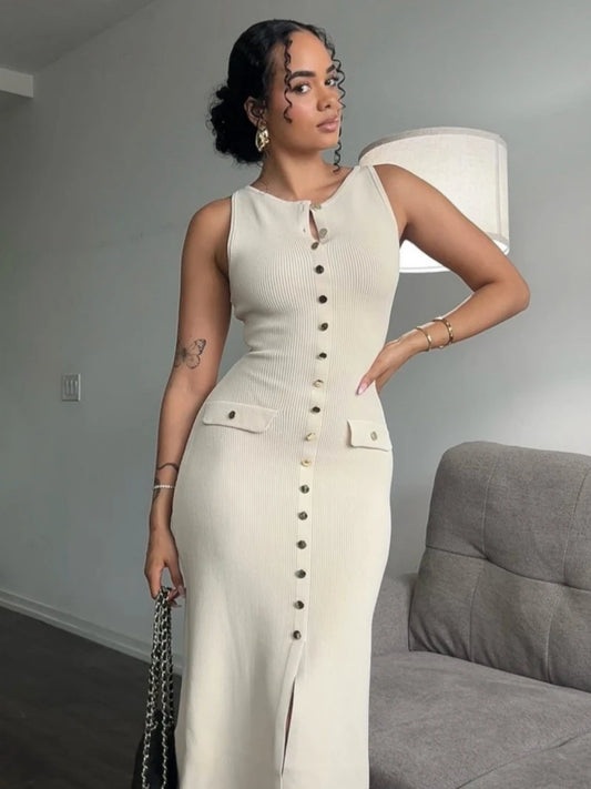 Elegant Button-Down Midi Dress – Timeless Sophistication