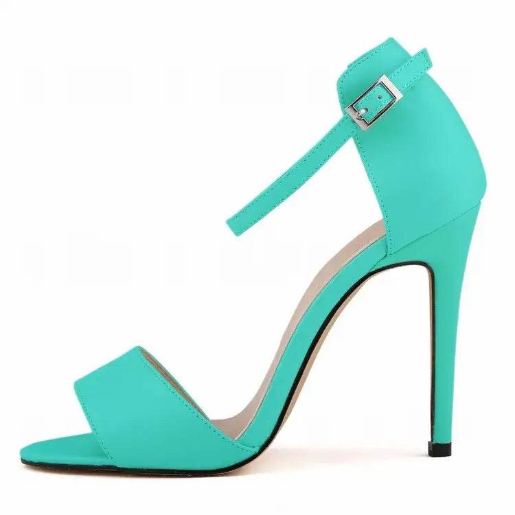 Women's Sandals Thin Buckle PU Leather High Heels Open Toe - ROYAL EQUIPS