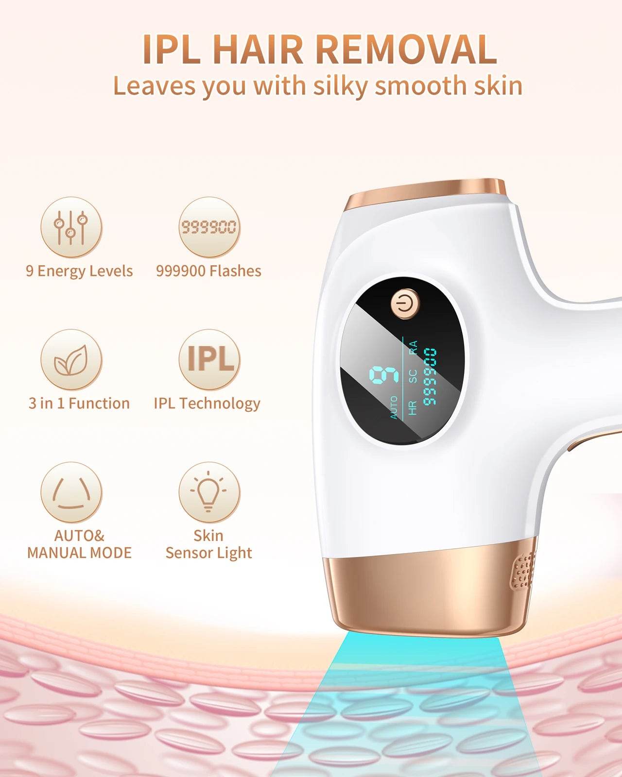 IPL Hair Removal Laser 999999 Flashes 3 in 1 Permanent Painless Epilator Whole Body Treatment For Men Women - ROYAL EQUIPS