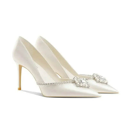 Elegant Wedding Shoes Bridal Shoes White Rhinestone High Heels Bridesmaid Pumps - ROYAL EQUIPS