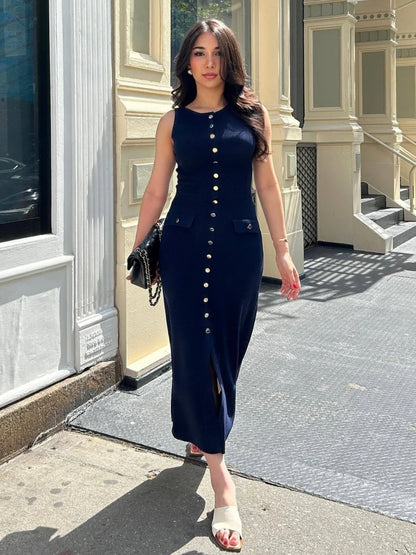 Elegant Button-Down Midi Dress – Timeless Sophistication