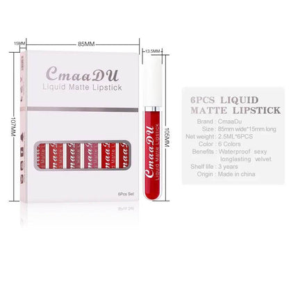 6 PCS Liquid Lip Gloss Set Waterproof Long lasting Beauty Cosmetics lipsticks - ROYAL EQUIPS