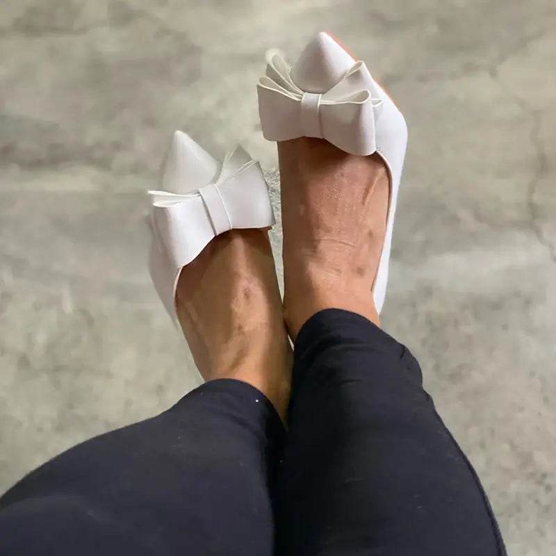 Women 7.5cm 10cm High Heels Leather Pumps Scarpins Sweet Cute Bow Low Heels Wedding Bridal Pink, Yellow, Blue Shoes - ROYAL EQUIPS