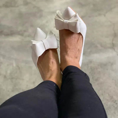Women 7.5cm 10cm High Heels Leather Pumps Scarpins Sweet Cute Bow Low Heels Wedding Bridal Pink, Yellow, Blue Shoes - ROYAL EQUIPS