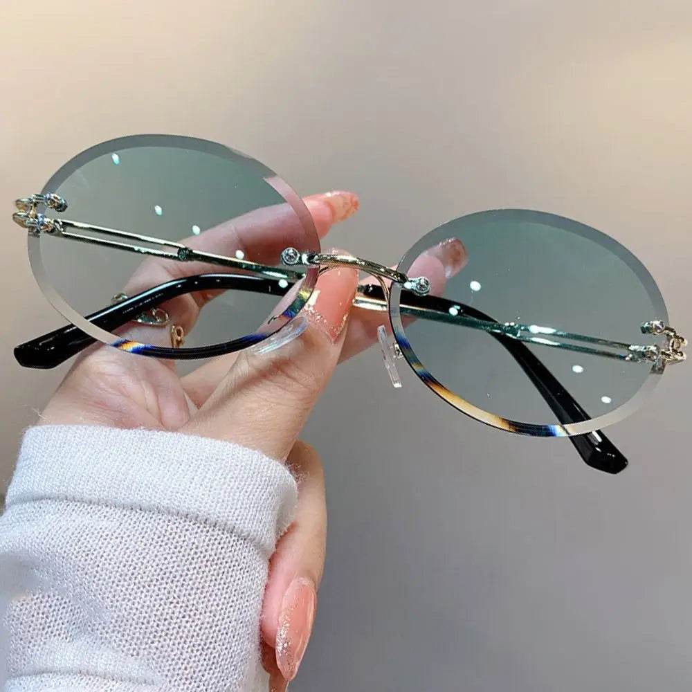 Men/Women Retro Rimless Punk Eyewear Shades Goggle UV400 Sunglasses Steampunk Sun Glasses Gold Square Frame - ROYAL EQUIPS