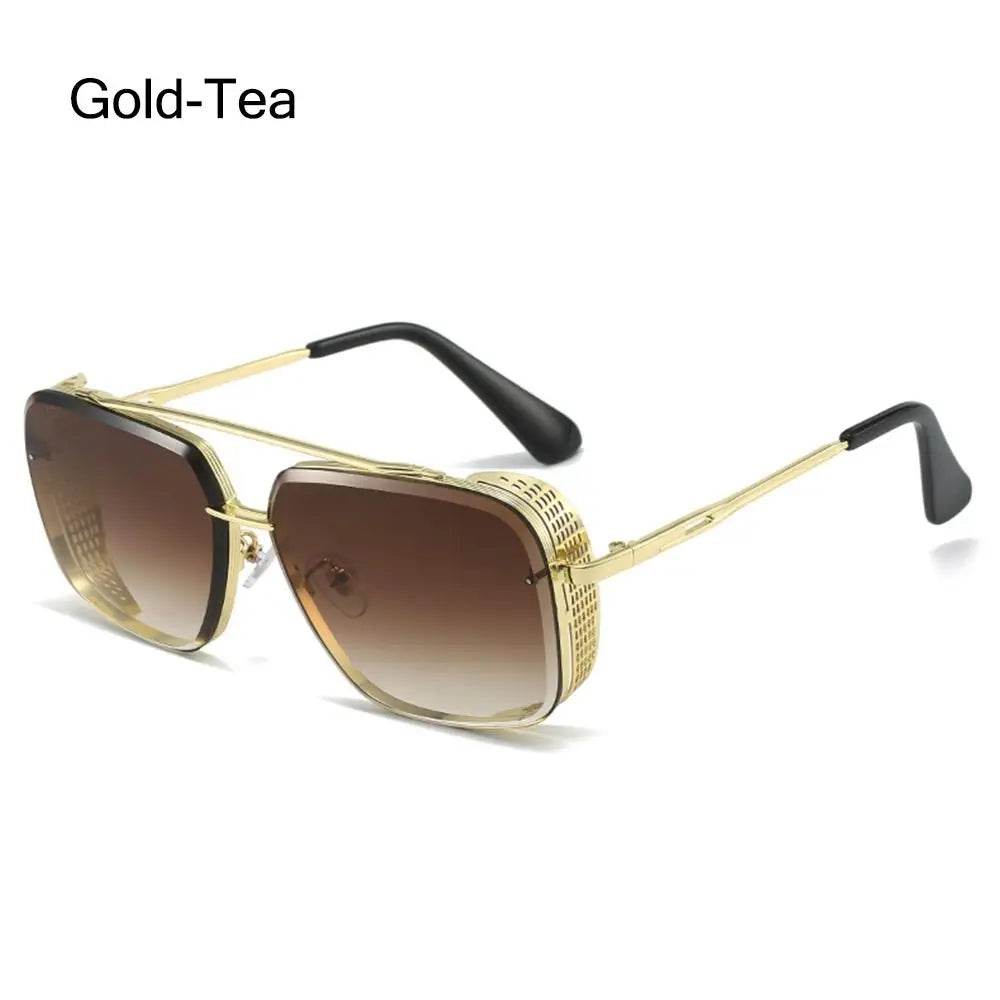 Men/Women Retro Rimless Punk Eyewear Shades Goggle UV400 Sunglasses Steampunk Sun Glasses Gold Square Frame - ROYAL EQUIPS