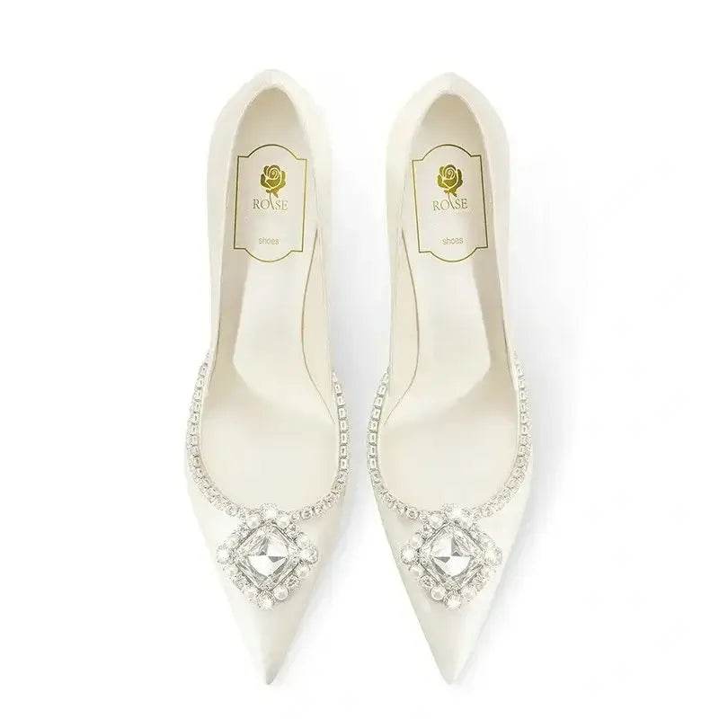 Elegant Wedding Shoes Bridal Shoes White Rhinestone High Heels Bridesmaid Pumps - ROYAL EQUIPS