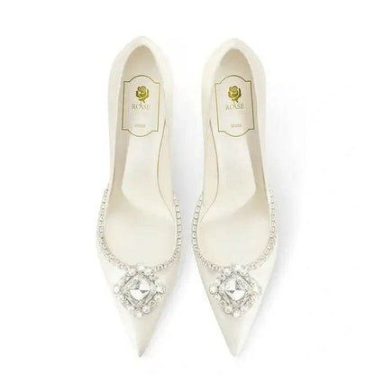 Elegant Wedding Shoes Bridal Shoes White Rhinestone High Heels Bridesmaid Pumps - ROYAL EQUIPS