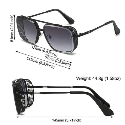 Men/Women Retro Rimless Punk Eyewear Shades Goggle UV400 Sunglasses Steampunk Sun Glasses Gold Square Frame - ROYAL EQUIPS
