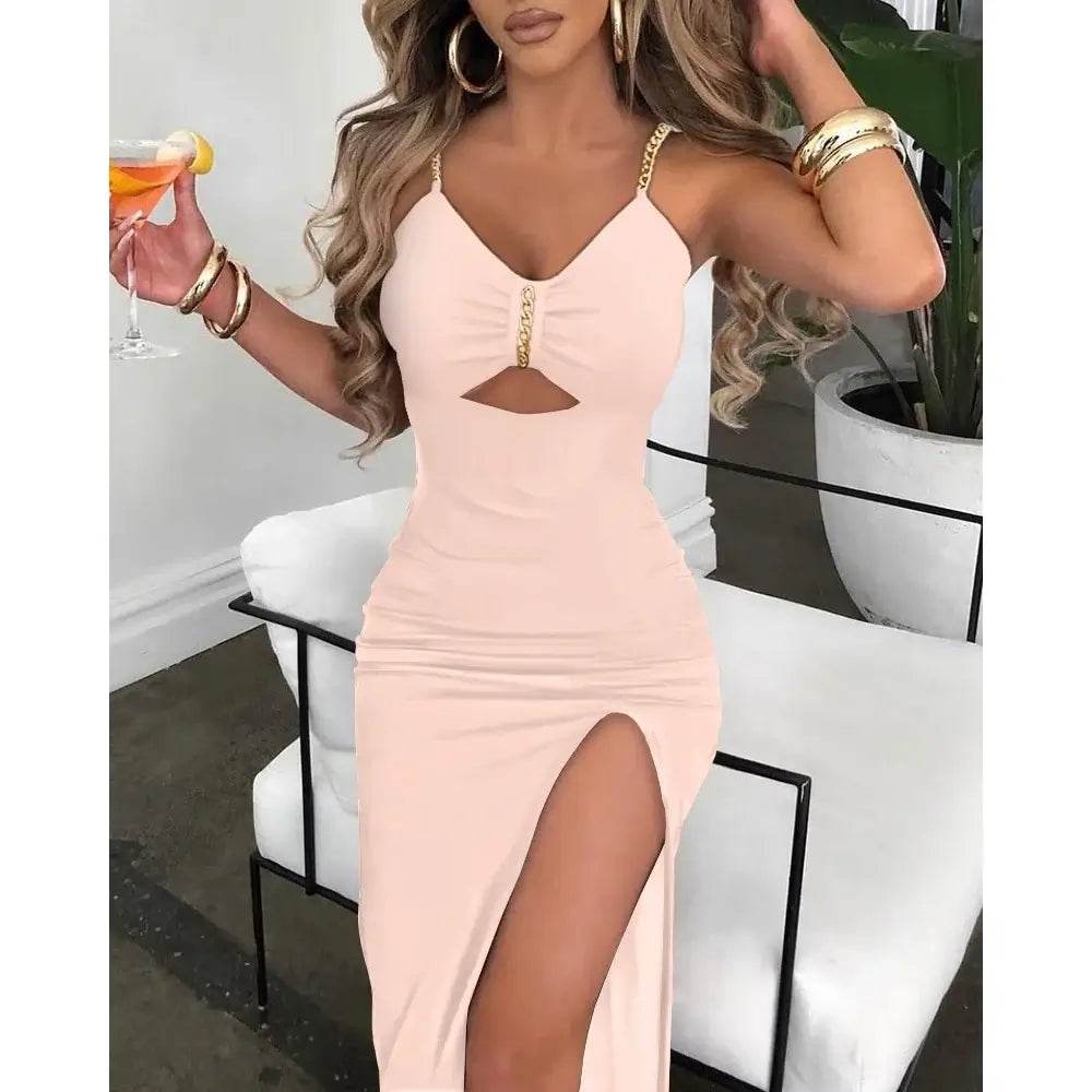 V-Neck High Slit Sleeveless Maxi Dress - ROYAL EQUIPS