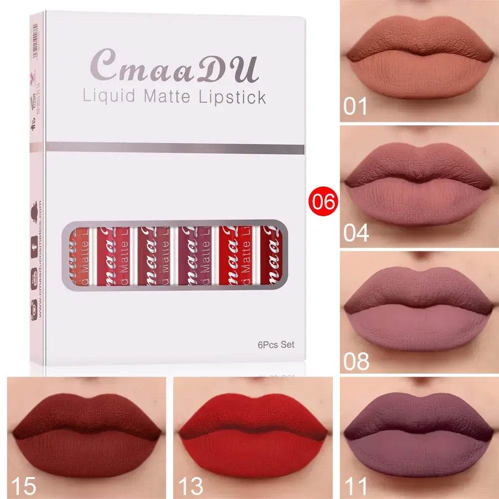 6 PCS Liquid Lip Gloss Set Waterproof Long lasting Beauty Cosmetics lipsticks - ROYAL EQUIPS