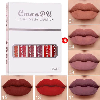 6 PCS Liquid Lip Gloss Set Waterproof Long lasting Beauty Cosmetics lipsticks - ROYAL EQUIPS