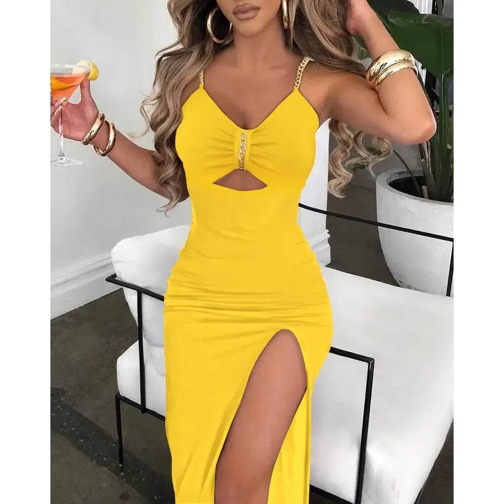 V-Neck High Slit Sleeveless Maxi Dress - ROYAL EQUIPS