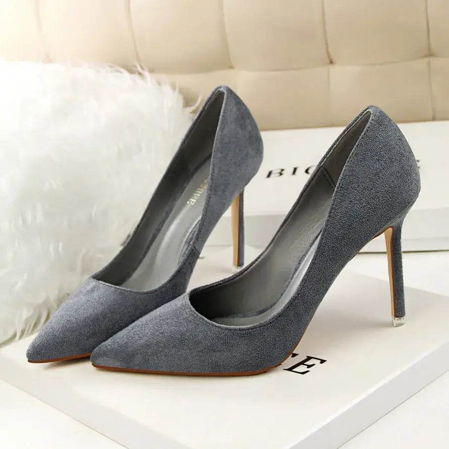 9cm High Heels Burgundy Pumps Plus Sized Suede Bridal Scarpins Prom Shoes - ROYAL EQUIPS