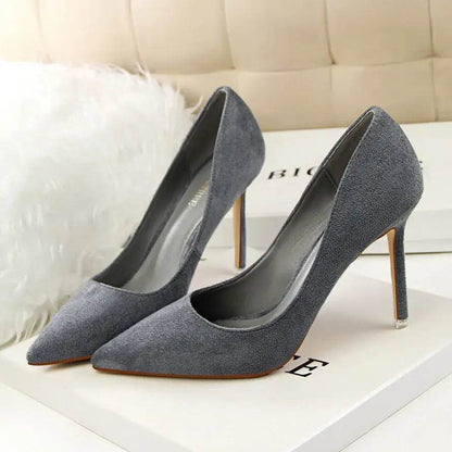 9cm High Heels Burgundy Pumps Plus Sized Suede Bridal Scarpins Prom Shoes - ROYAL EQUIPS