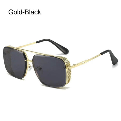 Men/Women Retro Rimless Punk Eyewear Shades Goggle UV400 Sunglasses Steampunk Sun Glasses Gold Square Frame - ROYAL EQUIPS
