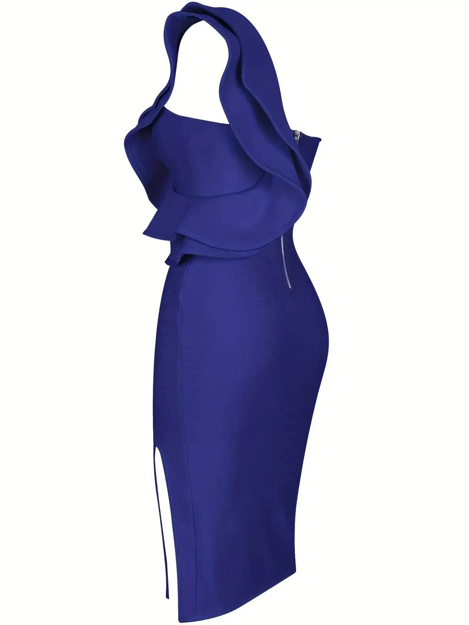 Blue Bandage Dress Bodycon Elegant Backless Evening Outfits - ROYAL EQUIPS