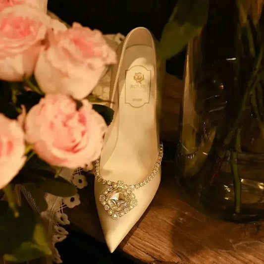 Elegant Wedding Shoes Bridal Shoes White Rhinestone High Heels Bridesmaid Pumps - ROYAL EQUIPS