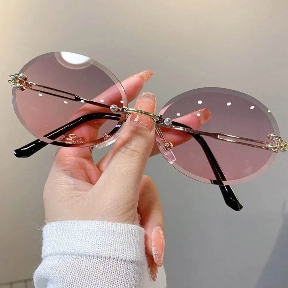 Men/Women Retro Rimless Punk Eyewear Shades Goggle UV400 Sunglasses Steampunk Sun Glasses Gold Square Frame - ROYAL EQUIPS