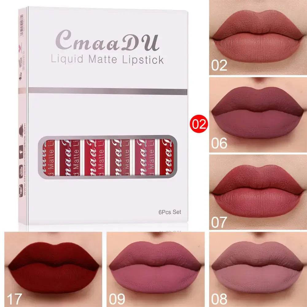 6 PCS Liquid Lip Gloss Set Waterproof Long lasting Beauty Cosmetics lipsticks - ROYAL EQUIPS