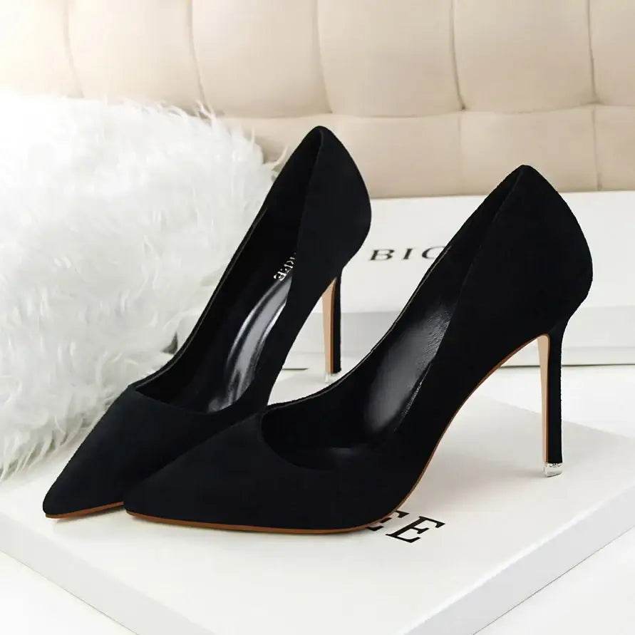 9cm High Heels Burgundy Pumps Plus Sized Suede Bridal Scarpins Prom Shoes - ROYAL EQUIPS