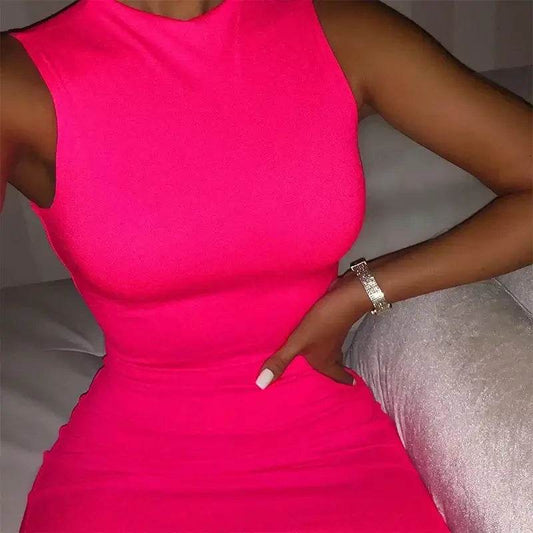 Sleeveless Mini Dress Bodycon Slim Basic Dress - ROYAL EQUIPS