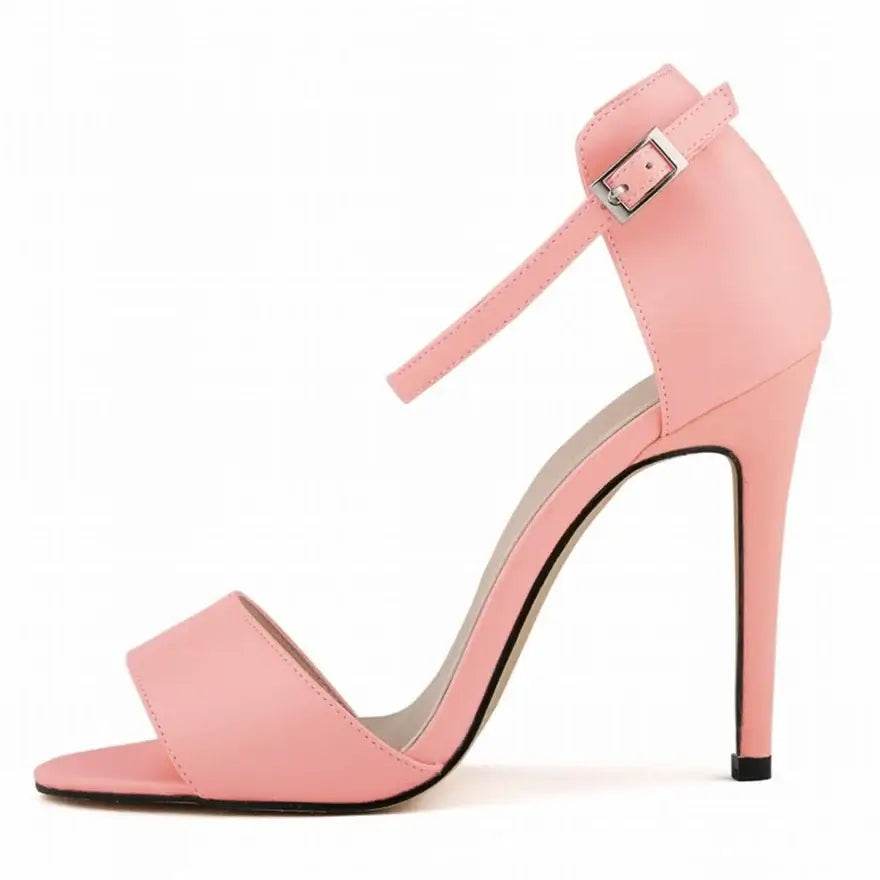 Women's Sandals Thin Buckle PU Leather High Heels Open Toe - ROYAL EQUIPS