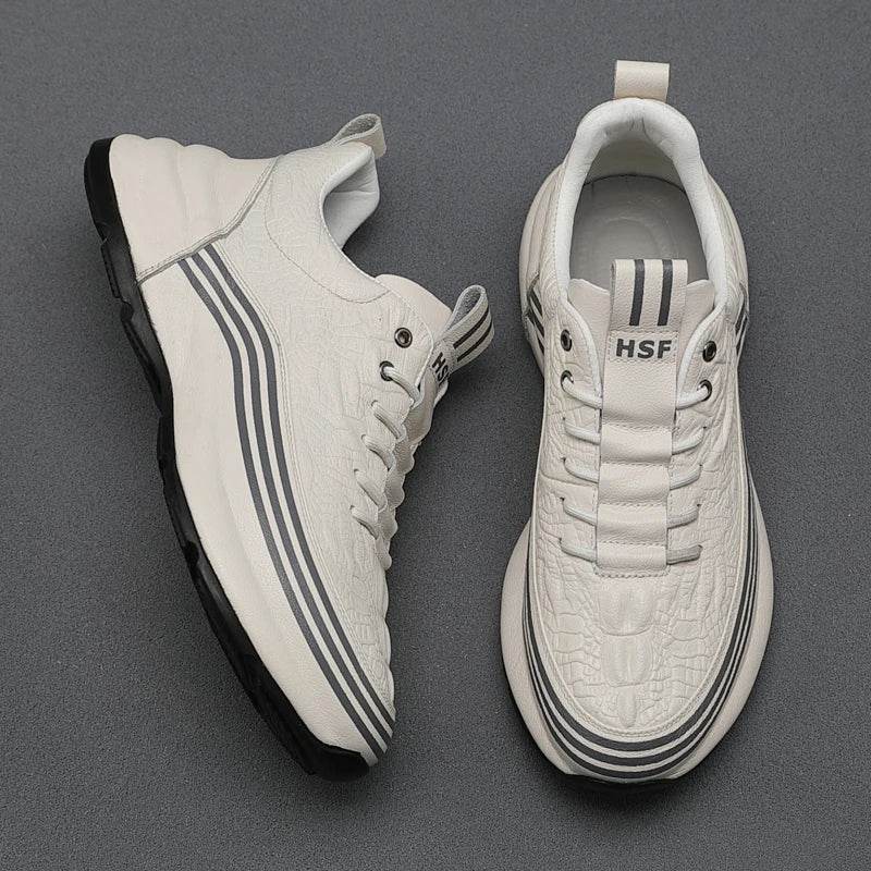 Genuine Leather Sport Shoe's Comfortable Elevated Sneakers - ROYAL EQUIPS