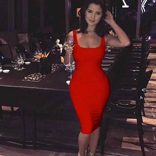 Women's Casual Slim Fit Solid Color Hip Work Skirt Sleeveless Vest Dress - ROYAL EQUIPS
