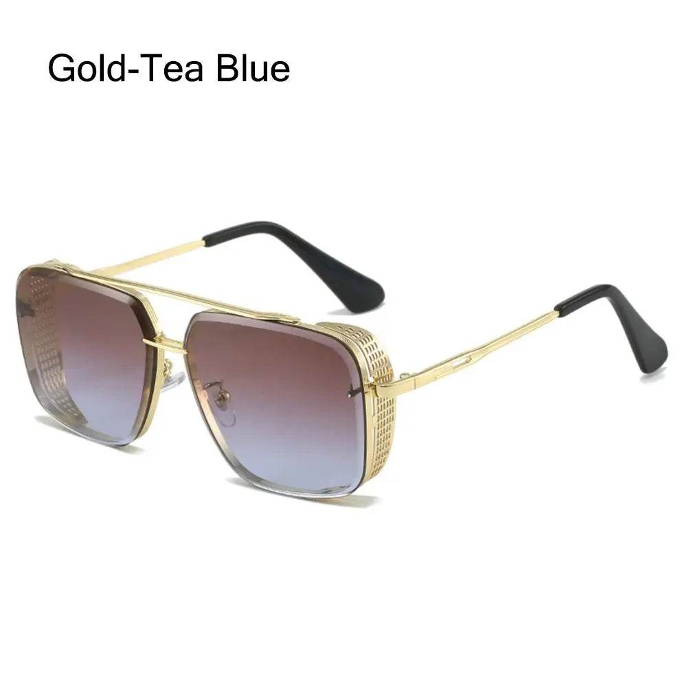 Men/Women Retro Rimless Punk Eyewear Shades Goggle UV400 Sunglasses Steampunk Sun Glasses Gold Square Frame - ROYAL EQUIPS