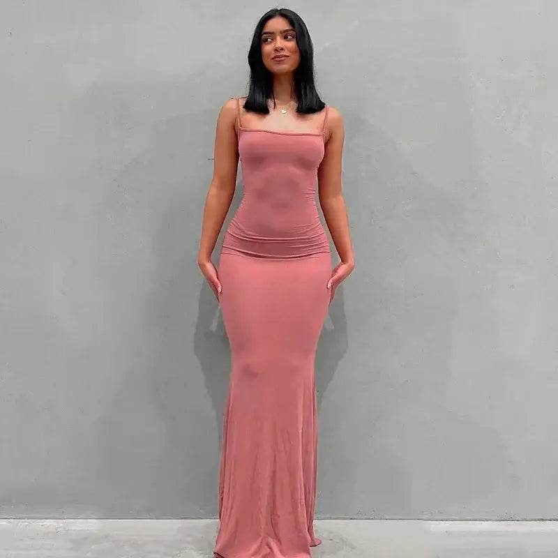 Maxi Dress Backless Slim Dress Pullover Concise Long Bodycon Skirt - ROYAL EQUIPS