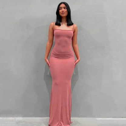 Maxi Dress Backless Slim Dress Pullover Concise Long Bodycon Skirt - ROYAL EQUIPS