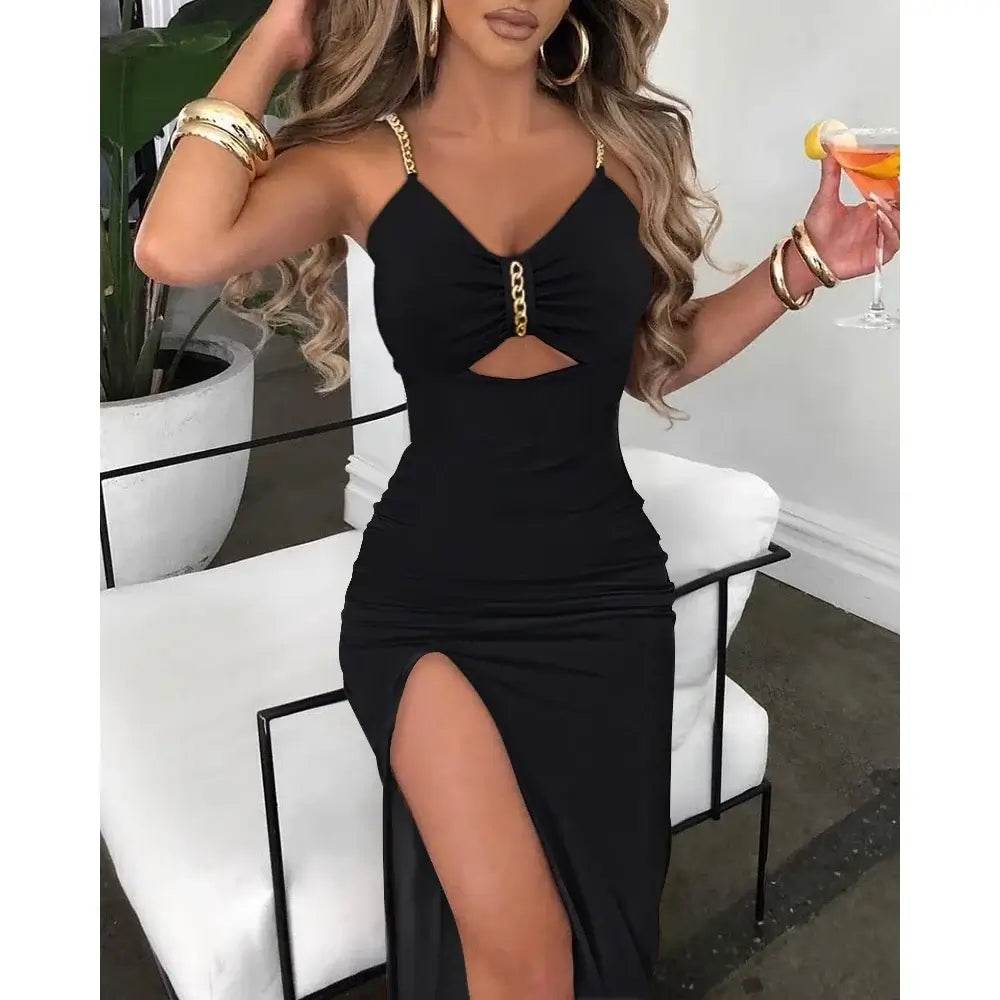 V-Neck High Slit Sleeveless Maxi Dress - ROYAL EQUIPS