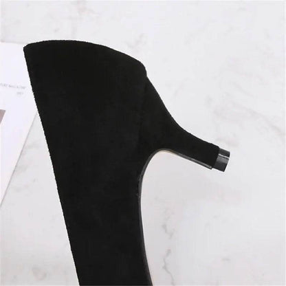 Low Heel Pumps Lady Pointed Toe Kitten Heels Female Green Flock Red - ROYAL EQUIPS