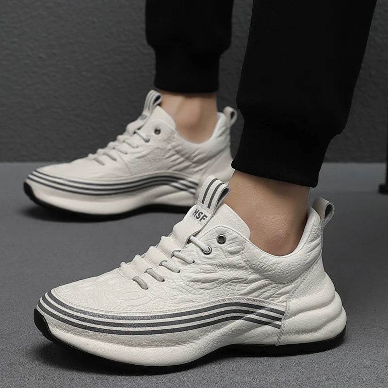 Genuine Leather Sport Shoe's Comfortable Elevated Sneakers - ROYAL EQUIPS