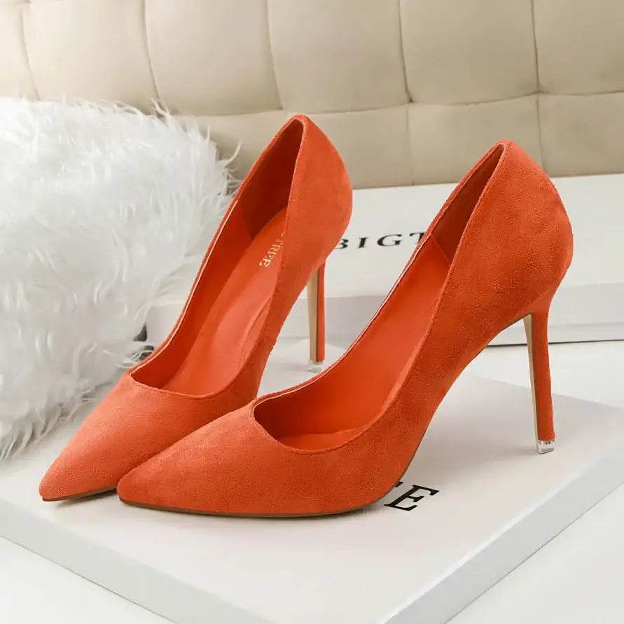 9cm High Heels Burgundy Pumps Plus Sized Suede Bridal Scarpins Prom Shoes - ROYAL EQUIPS