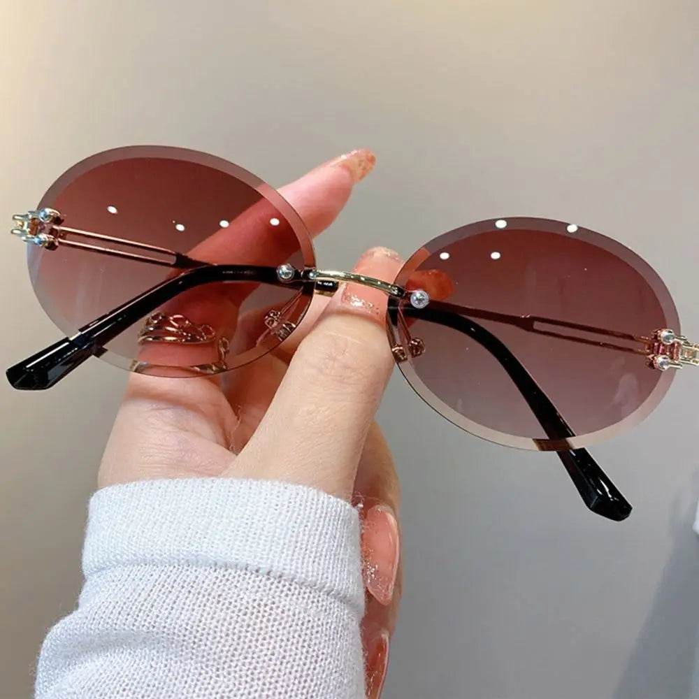 Men/Women Retro Rimless Punk Eyewear Shades Goggle UV400 Sunglasses Steampunk Sun Glasses Gold Square Frame - ROYAL EQUIPS