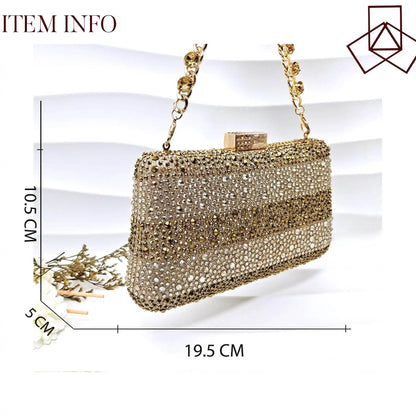 Gold Color Elegant Hollow Rhinestones High Heels Wedges Shoes Matching Bag - ROYAL EQUIPS
