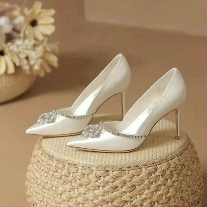 Elegant Wedding Shoes Bridal Shoes White Rhinestone High Heels Bridesmaid Pumps - ROYAL EQUIPS