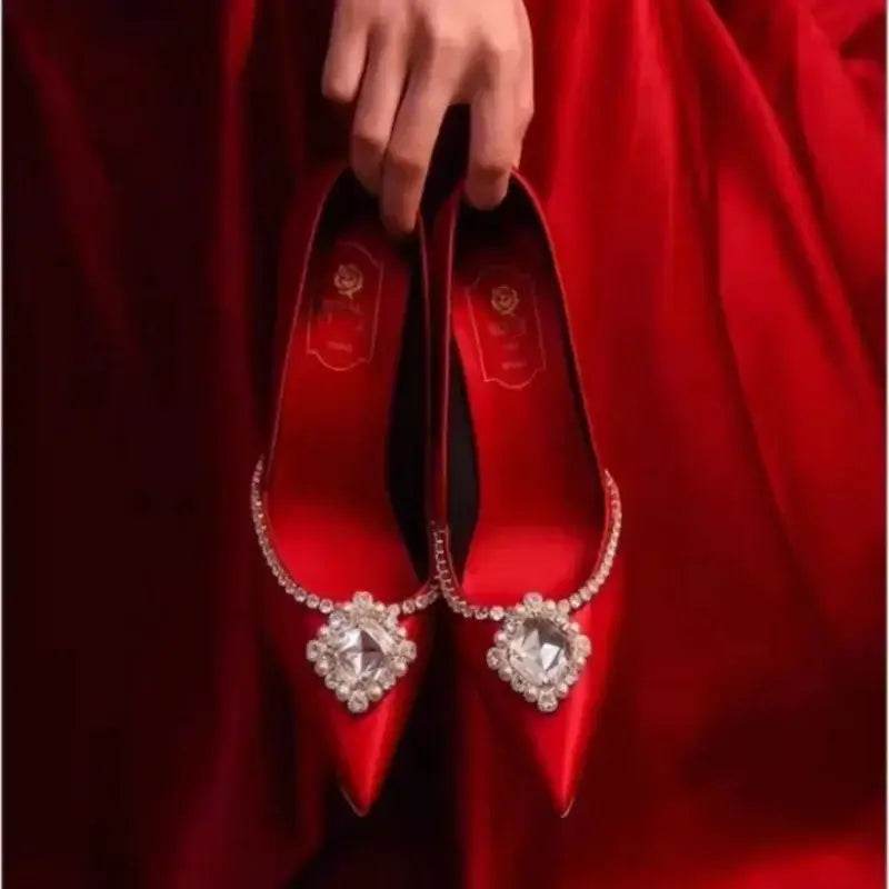 Elegant Wedding Shoes Bridal Shoes White Rhinestone High Heels Bridesmaid Pumps - ROYAL EQUIPS