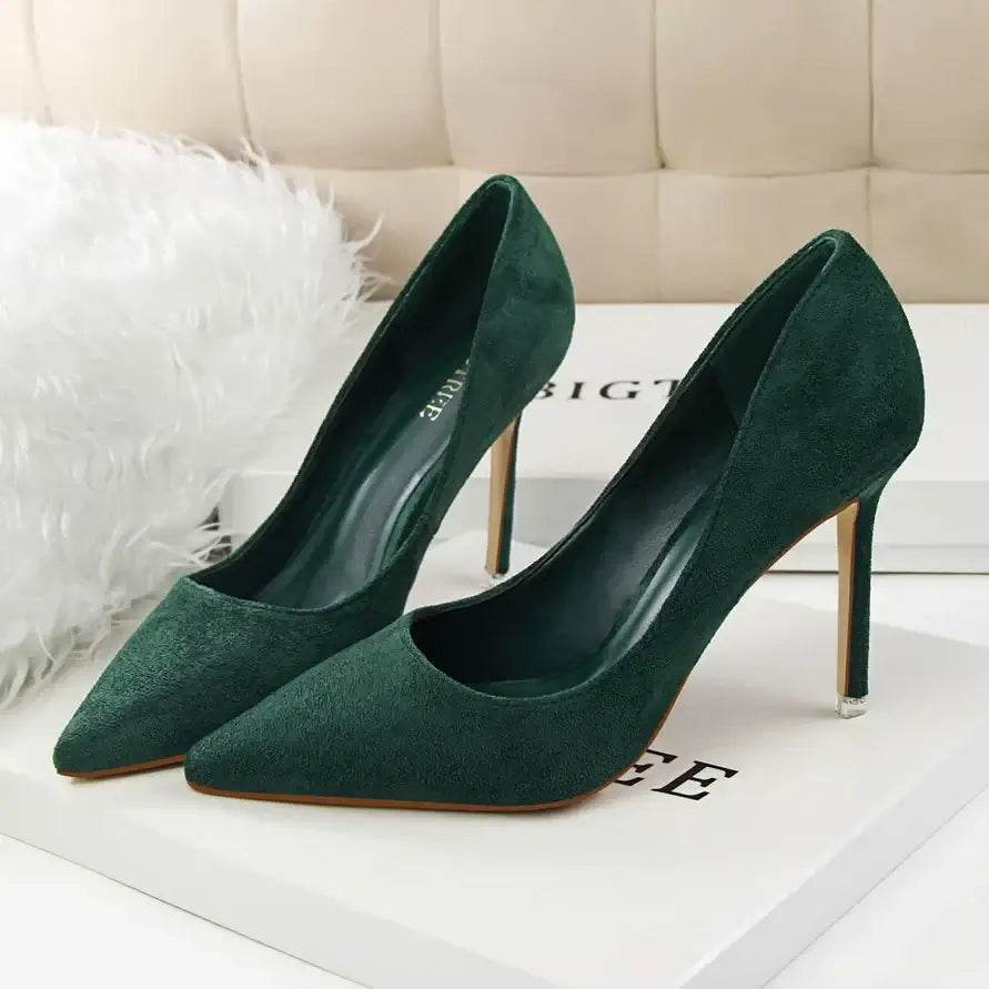9cm High Heels Burgundy Pumps Plus Sized Suede Bridal Scarpins Prom Shoes - ROYAL EQUIPS