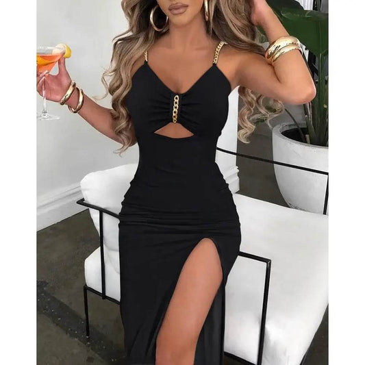 V-Neck High Slit Sleeveless Maxi Dress - ROYAL EQUIPS