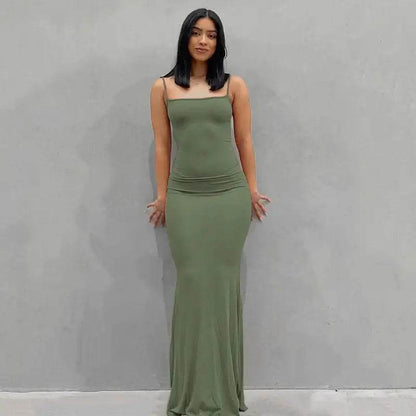 Maxi Dress Backless Slim Dress Pullover Concise Long Bodycon Skirt - ROYAL EQUIPS